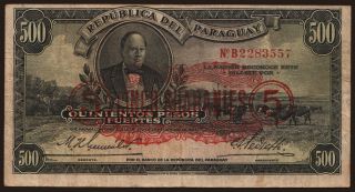 500 pesos / 5 guaranies, 1943