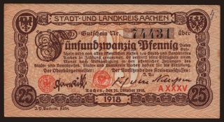 Aachen, 25 Pfennig, 1918