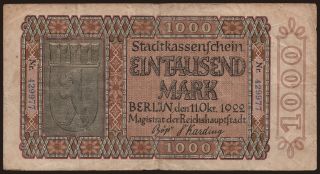 Berlin/ Stadt, 1000 Mark, 1922