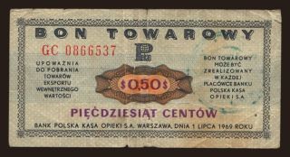 Pekao/ bon towarowy, 50 centow, 1969