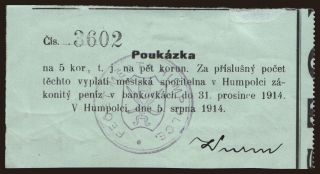 Humpolec, 5 korun, 1914