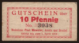 Asseln und Brackel/ Modehaus Paul Weweler, 10 Pfennig, 1918