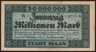 Haan/ Stadt, 20.000.000 Mark, 1923