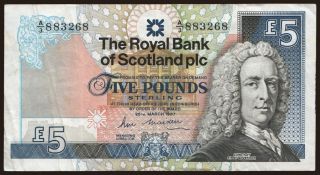 Royal Bank of Scotland, 5 pounds, 1987