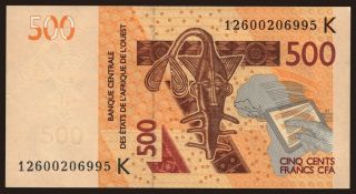 Senegal, 500 francs, 2012