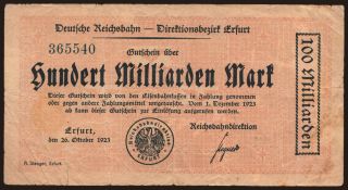 Erfurt, 100.000.000.000 Mark, 1923
