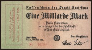 Bad Ems/ Stadt, 1.000.000.000 Mark, 1923