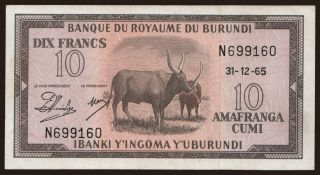 10 francs, 1965