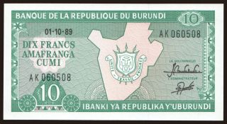 10 francs, 1989