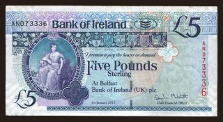 Bank of Ireland, 5 pounds, 2013