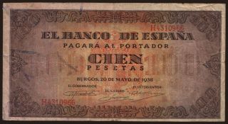 100 pesetas, 1938