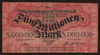 Württembergische Notenbank, 5,000.000 Mark, 1923