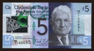 Clydesdale Bank, 5 pounds, 2015