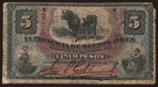 Buenos Ayres, 5 pesos, 1869