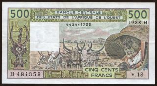 Niger, 500 francs, 1988