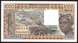 Senegal, 1000 francs, 1981