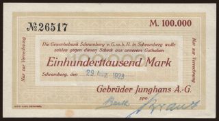 Schramberg/ Gebrüder Junghans A.G., 100.000 Mark, 1923