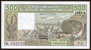 Senegal, 500 francs, 1983
