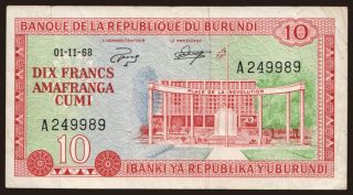 10 francs, 1968