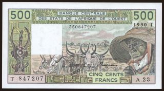 Togo, 500 francs, 1990