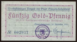 Singen-Hohentwiel/ Stadt, 50 Gold-Pfennig, 1923