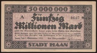 Haan/ Stadt, 50.000.000 Mark, 1923