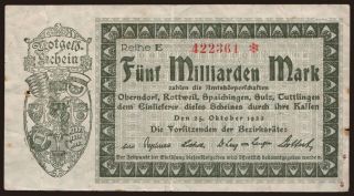 Oberndorf, Rottweil, .../ Amtskörperschaften, 5.000.000.000 Mark, 1923