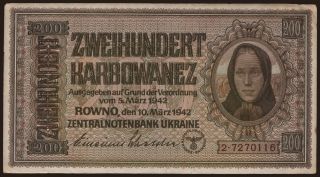 Rowno, 200 Karbowanez, 1942