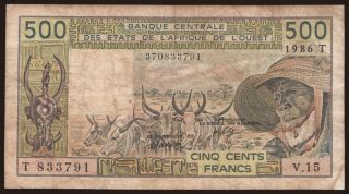Togo, 500 francs, 1986
