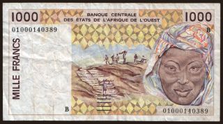 Benin, 1000 francs, 2001