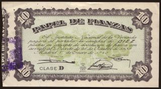 Papel de Fianzas, 10 pesetas, 1940