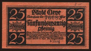 Cleve, 25 Pfennig, 1920
