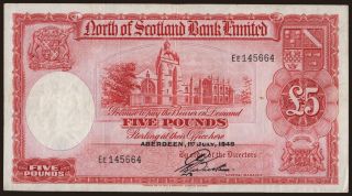 North of Scotland Bank Limited, 5 pounds, 1949