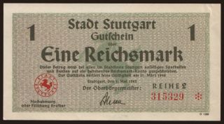 Stuttgart, 1 Reichsmark, 1945