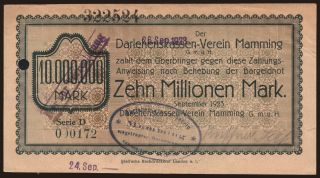 Mamming/ Darlehenskassen-Verein Mamming G.m.u.H., 10.000.000 Mark, 1923