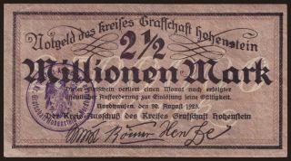 Nordhausen/ Landkreis Grafschaft Hohenstein, 2.500.000 Mark, 1923