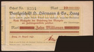 Haag/ Bankgeschäft Hans Hörmann & Co., 10.000.000 Mark, 1923