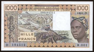 Mali, 1000 francs, 1981