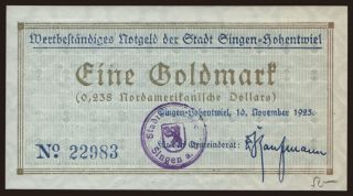 Singen-Hohentwiel, 1 Goldmark, 1923