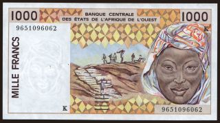 Senegal, 1000 francs, 1996