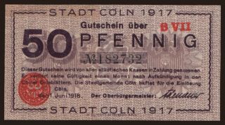 Köln, 50 pfennig, 1918