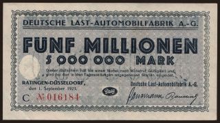 Ratingen/ Deutsche Last-Automobilfabrik A.G., 5.000.000 Mark, 1923