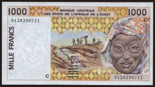 Burkina Faso, 1000 francs, 1991
