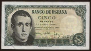 5 pesetas, 1951
