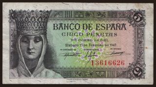 5 pesetas, 1943