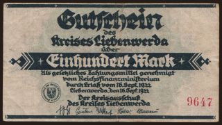 Liebenwerda/ Kreis, 100 Mark, 1922