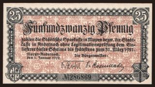 Mayen-Andernach, 25 Pfennig, 1919