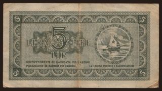 Gospodarska banka za Istru, Rijeku i Slovensko Primorje, 5 lire, 1945