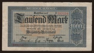 Bayerische Notenbank, 1000 Mark, 1923