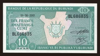 10 francs, 2001